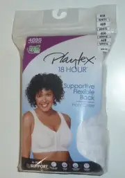 NEW PLAYTEX 18 Hour wirefree BRA Custom flex BACK FRONT CLOSE 4695 WHITE 46B