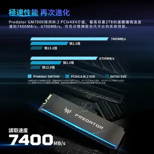 Acer 宏碁 Predator GM7000 M.2 2280 PCIe Gen4x4 SSD 固態硬碟（附散熱片）