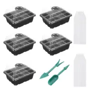 10 Pack 12 Cell Seeding Starting Tray Kit for Greenhouse Planting, Black