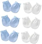 [WOFASHPURET] Infant Mittens Set 6 Pairs of Soft Cotton Gloves Safe No Scratch Elastic Cuffs Baby Mittens for Face Hand Warmth