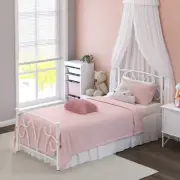 Twin Bed Frame with Headboard, Metal Platform Bed Frame with 12 Inch Storage ...