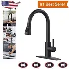 Matte Black Pull-Down Faucet with High Arc Gooseneck - Easy Installation