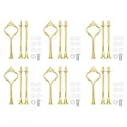 6 Set Cake Tray Stand Handle Plate Hardware Fitting, 3-Tiers Crown Gold