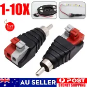 1-10X Speaker Wire A/V Cable to Audio Male RCA Connector Adapter Jack Press Plug