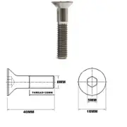 M8X40MM 1.25 THREAD PITCH TITANIUM COUNTERSUNK BOLT GRADE 5