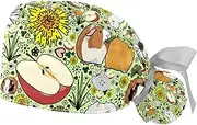 [WOSHJIUK] Working Hat 2 Pack Scrub Caps for Women,Floral Plant Guinea Pigs,Tie Back Cap Adjustable Scrub Hat