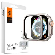 SPIGEN Apple Watch Ultra 49mm Screen Protector, Genuine SPIGEN GLAS.tR Slim Pro Metal Frame Full Cover Tempered Glass for Apple