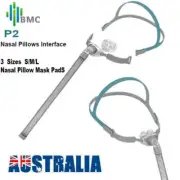 BMC P2 Nasal Pillows Mask with 3 Sizes Nose Pillows Pads For CPAP Sleep Apnea AU