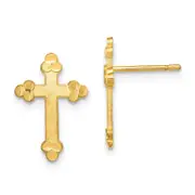 10K Yellow Gold Budded Cross Earring