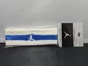 Vintage 2001 Nike Jordan Jumpman Headband Sweatband White Blue Stripe 590832 101