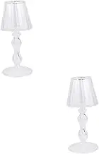 WOONEKY 2pcs Battery Candles Holder Glass Candlestick Twisting Design Wedding Centerpiece Home Decor Mantle Dinner Table