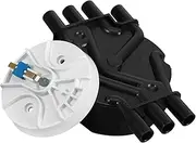 HEALEEP 1 Set Replacement Ignition Distributor Cap and Rotor Kit Durable Design for Consistent Performance Compatible with Multiple Vehicle Models Enhances Engine Power and Shields
