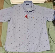 COTTON TRADERS Button Up Casual Shirt SS Mens Rugby Union English Rose LARGE NEW