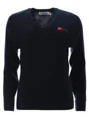 Navy Wool Pullover With Emb
