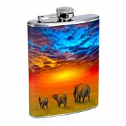 Elephant Art D33 Flask 8oz Stainless Steel Hip Drinking Whiskey