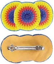 Handmade Beaded Indian Hair Barrette,Native American Style Seed Beads Hair Clip,Beaded Hair Band for Women, One of a kind Fashion Jewelery.(Yellow/Blue)