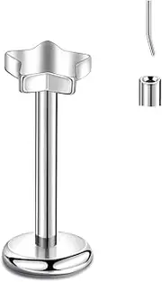 [Lantine] Threadless Nose Ring g23 Titanium 16g 18g 20g Push in Flat Back Earrings Nose Stud Lip Cartilage Helix Daith Piercing Jewelry