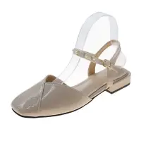 在飛比找momo購物網優惠-【Taroko】簡約印象一字扣珍珠方頭涼鞋(2色可選)