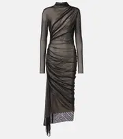 [Mugler] Mugler Asymmetrical mesh midi dress AU 6 black