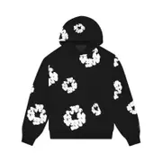 Women's And Men's Hoodie Casual Print Retro Large Pullover Long-sleeved Sweatshirt black M