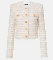 [Balmain] Balmain Cropped tweed jacket UK 10 white