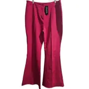 Boohoo Flared Pants Size 16 Plus Size NWT Pink
