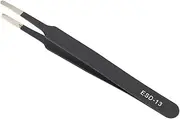 POENVFPO Precision Anti Static Stainless Steel Flat Tip Tweezers for Electronics Repair Work 2PCS ESD-13 for Maintenance Repair Tools (KGX-13 (flat head))