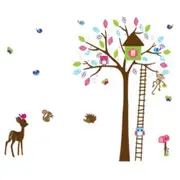 Deer, Tree House & Forest Animals Wall Stickers - AW5078