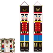 1Pair Christmas Banners Hanging Flags Nutcracker Knight Xmas Ornaments for Porch Garden Indoor and Outdoor