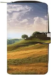 [LQPMNK] PU Leather Wallet, Landscape Print Wallet with Multiple Slots Elegant Wallet Business Wallet Travel Wallet Bifold Wallet, style, 19.7x11x3.5cm, Minimalist, Style, 19.7x11x3.5cm, Minimalist