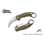 LION STEEL EMERSON L.E.ONE KARAMBIT 一體鋁柄折刀(綠柄銀刃MAGNACUT)