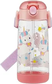 Skater PDSH5 Children's Drinking Bottle with Straw, Clear Bottle, Unicorn, 16.9 fl oz (480 ml), For Girls