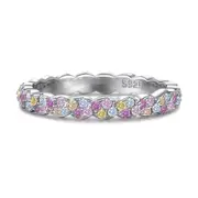 ANYCO Ring S925 Sterling Silver Ring Rainbow Color Diamond CZ 5A Rings Jewelry Women