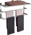 Durable Stainless Steel Wall-Mounted Towel Rack & Shelf - Easy Installation