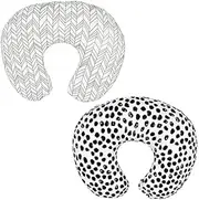 Nursing Pillow Covers for Baby Girl, 2 Pack Nursing Pillow Slipcovers for Breastfeeding Moms, Soft and Stretchy Safely Breastfeeding Pillow Cover for Infant(Black)
