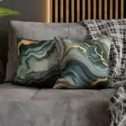 Green Marble Pillowcase with Gold Veins, Luxury Geode Decorative Cushion Cover