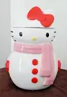 New Sanrio Hello Kitty Holiday Snowman 3D Sculpted Ceramic LRG Canister Jar Set