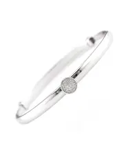 Silver 0.1 ct. tw. Diamond Round Disc Bangle Bracelet NoSize NoColor