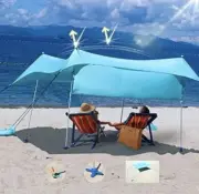Beach Tent Sun Shelter UPF50+ Quick Fit Shade with Bag Poles Pegs Shovel
