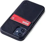 Dockem Wallet Case for iPhone 12 mini: Built-in Metal Plate for Magnetic Mounting & 1 Credit Card Holder: 5.4 M2 Exec, Smooth Synthetic Leather (Black)