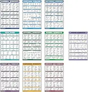 QuickFit 10 Pack - Exercise Workout Poster Set - Pilates, Dumbbell, Suspension, Kettlebell, Resistance Bands, Stretching, Bodyweight, Barbell, Yoga Poses, Exercise Ball (LAMINATED, 18" x 24")