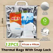 12PCS Thermal Bags With Snap Lock Handle Hot/Cold Reusable 49cm Home Master®