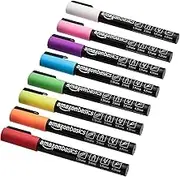 Amazon Basics Bullet/Chisel Reversible Tip Chalk Markers, Bright Colors, Fine Point