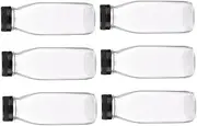iplusmile 6Pcs Reusable Glass Beverage Bottles Juice Jars with Lids for Fridge Empty Drink Containers for Juicing Smoothies Water and Storage