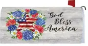 Patriotic Star God Bless America Gerbera Hydrangea Wreath Magnetic Mailbox Cover