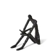 E Style 23cm Aluminium Man Reading Sculpture Home Decorative Ornament Black