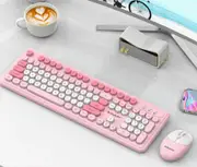 Pink Punk Color Wireless 2.4G Keyboard and Mouse Combo - Ergonomic Design with Long Battery Life