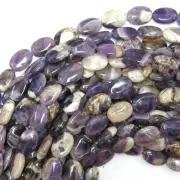 18mm natural amethyst flat oval beads 15.5" strand