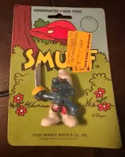 Smurfs Vtg Pirate Smurf Eye Patch Sword Figurine Sealed On Card Figure 1982