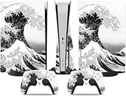 Full Skin Sticker for PS5 Console Disc Edition Vinyl Skin Decal Cover for PS5 Controller Sea Wave (Wave)